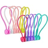 Magnetic Cords Organizers, FGSAEOR Reusable Silicone Twist Cable Ties for Bundling and Organizing, Holding Stuff, Book Marker