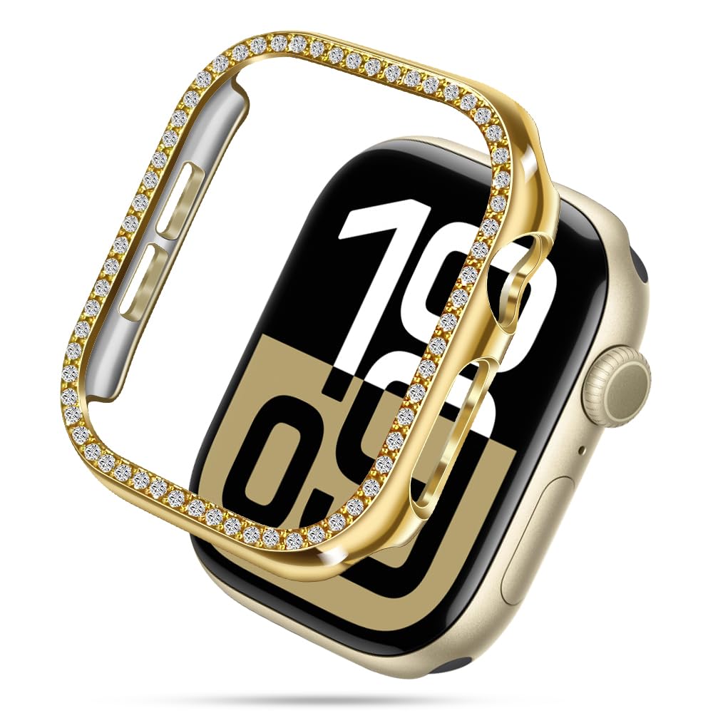 Photo 1 of top4cus 40mm PC Bling Case Compatible with Apple Watch Case, Crystal Rhinestone Bumper Cover for iWatch (40mm, Gold)
