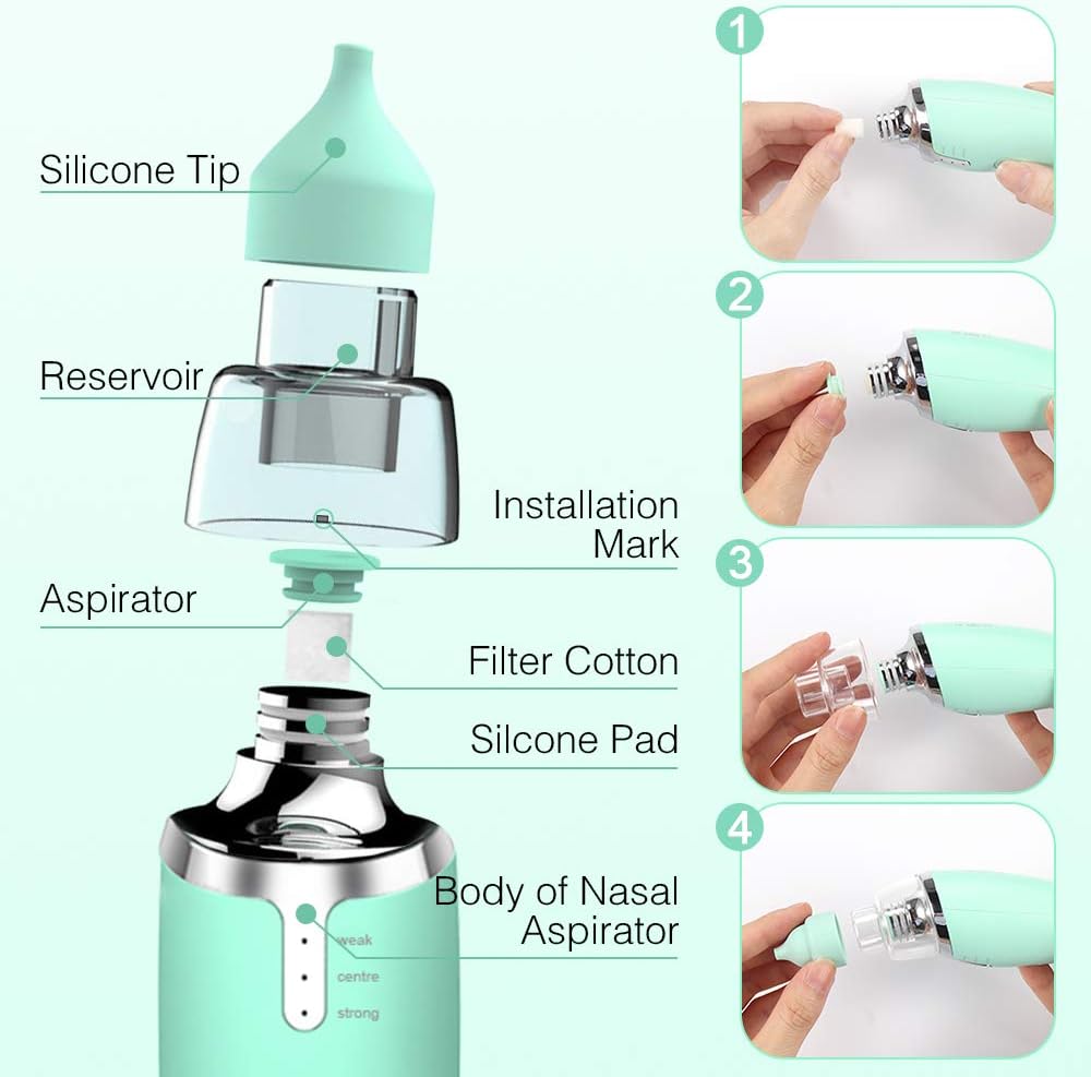Vert Mouche Bebe 3 Niveaux De Puissance Daspiration Avec 2 Tips Securite Hygienique Pour Nouveaux Nes Et Les Bambins Electrique Aspirateur Nasal Usb Charge Nouvelle Version Mouche Bebe Soin Du Nez Et Des Oreilles