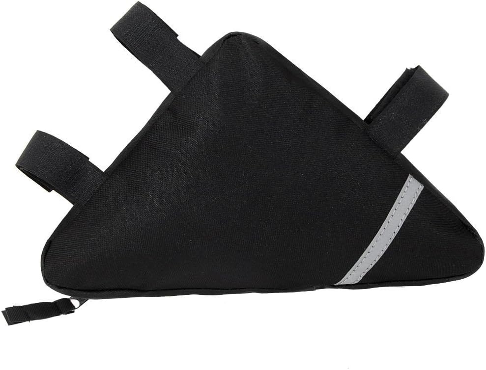 Wommty Bike Triangle Cycling Bicycle Front Tube Frame Pouch Saddle Bag With Reflective Stripe, Black, 7.4 x 7 x 1.7 inches - Image 3