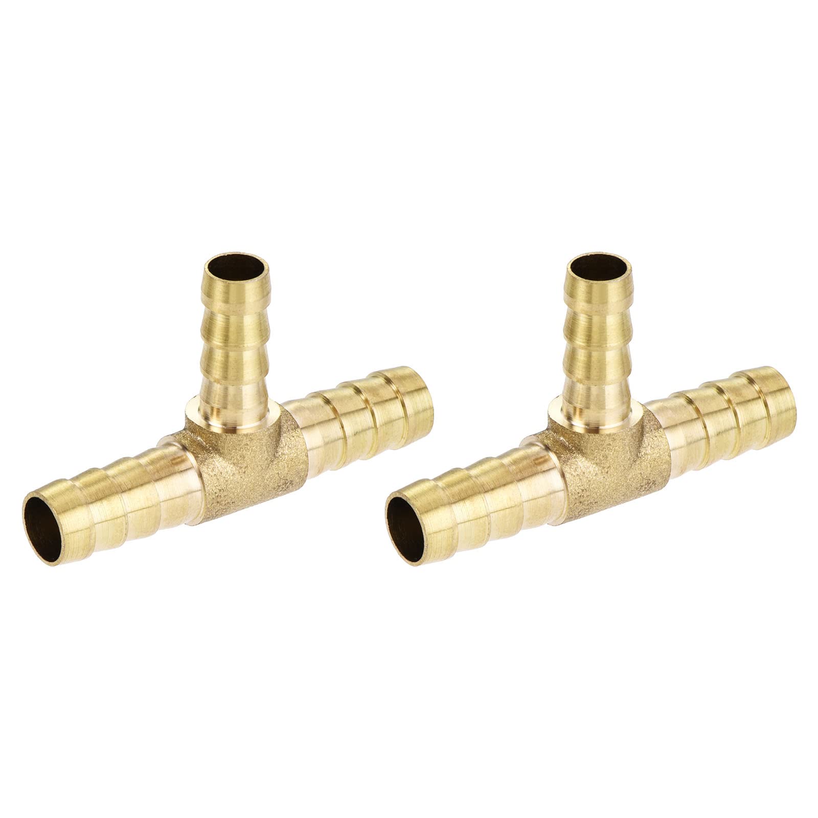 M METERXITY 2 Pack Barb Hose Fittings - 5/16" x 5/16" x 1/4" Brass Hose Fitting Pipe Connector Apply to Water Fuel (T Shaped 3 Way)