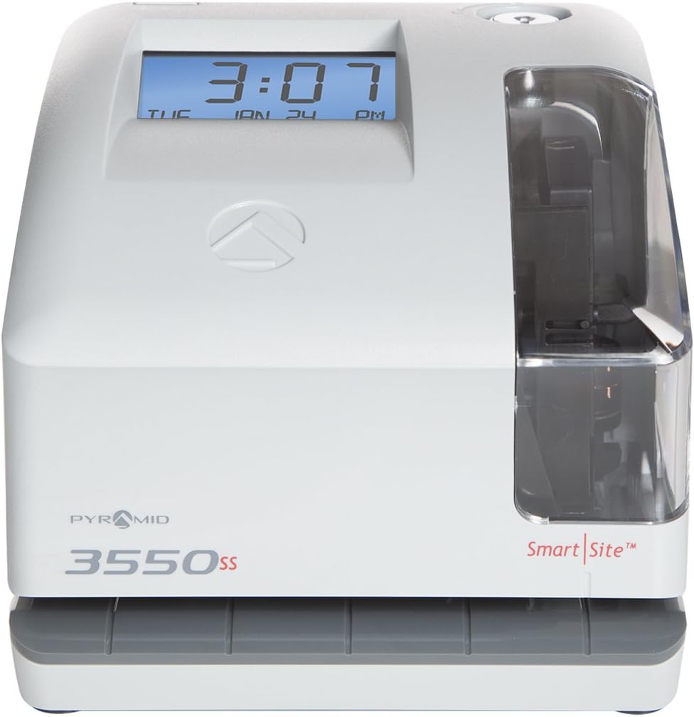Pyramid Time Systems, Model 3550SS SmartSite Time Clock and Document Stamp, Patented SmartSite LED Linear Light Guide, Includes 25 time Cards, Ribbon, 2 Security Keys and User Guide, Made in USA : Electronics