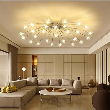 Xcxdx Star Pendelleuchte Lampen Dimmbar 28 Led Deckenleuchte Chic Runde Beleuchtung Fur Wohnzimmer Esszimmer Land Flur Amazon De Kuche Haushalt