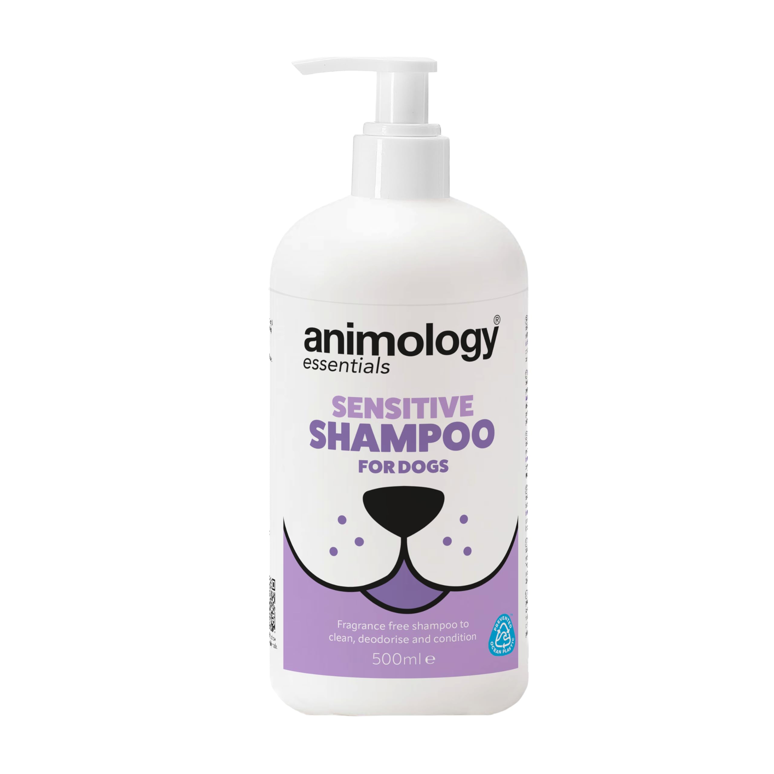 Animology Essentials Sensitive Dog Shampoo 500ml, Fragrance Free, Gentle Cleanser with Built-in Conditioner