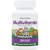 NaturesPlus Animal Parade Source of Life Children's Chewable Multivitamin - Grape Flavor - 90 Animal Shaped Tablets - Promotes Health and Wellbeing - Vegetarian, Gluten-Free - 45 Servings