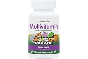 NATURESPLUS Natures Plus Animal Parade Children's Chewable Multivitamin - Grape Flavor - 90 Animal-Shaped Tablets - Promotes Health & Well-Being - Vegetarian, Gluten Free - 45 Servings