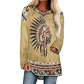 Biacolum Long Sleeve Shirts for Women Aztec Pullover TopsAmerican Clothing Fall Comfy Fashion Boho Tops for Women