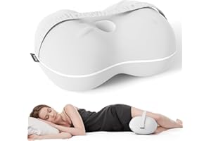 Ruizman Cooling Cooling Knee Pillow for Side Sleepers - Memory Foam Leg Pillow for Side Sleeping with Strap - Small Side Sleeper Pillow Between Legs for Hip Pain, Sciatica Pain (Light Grey)