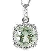 Silvershake 10mm Round Shape Natural Gemstones 925 Sterling Silver Pendant with 18 Inch Chain Necklace Anniversary Wedding Jewelry for Women