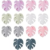14PCS Monstera Leaf Silicone Beads, Purple Leaf Silicone Focal Beads for Keychain Making, Plant Loose Beads Bulk for Pens DIY Handicrafts Necklace Bracelet Lanyard Pendants