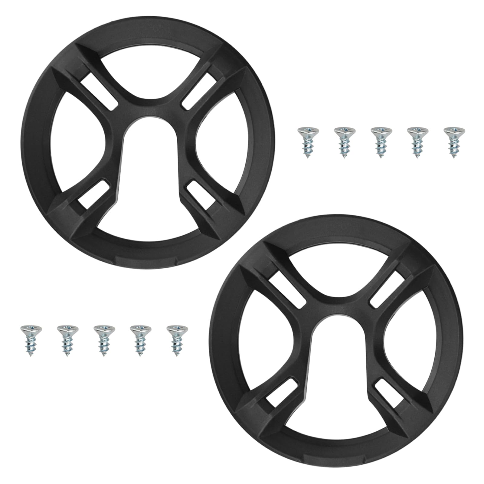 Photo 1 of Flylin 2Pcs 4 Holes Bicycle Sprocket Cover, Thickened Bike Chain Guard with Mounting Screws, Plastic Bike Chainwheel Protective Guard Cover for Mountain Bikes/Road Bikes (Black)