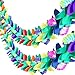 Maxdot 3 Pieces 9 Feet Long Tropical Multicolored Paper Tissue Garland Flower Banner for Luau Hawaiian Party Supplies