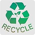 FINGERINSPIRE Recycle Logo Stencil 11.8x11.8 inch Recycle with Text Stencil Reusable Plastic Recycle Sign Stencil with Leaf Pattern DIY Reuse Logo Stencil for Painting on Garbage Containers