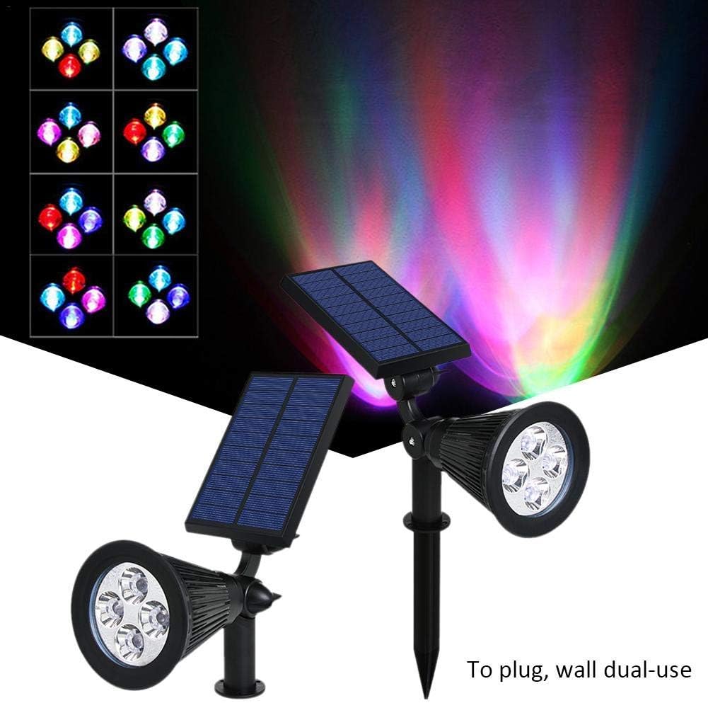 Perfectwo Solar Spotlights, 2-in-1 Colored Adjustable 4 LED Wall/Landscape Solar Lights with Automatic On/Off Sensor, 2 Pack : Garden & Outdoor