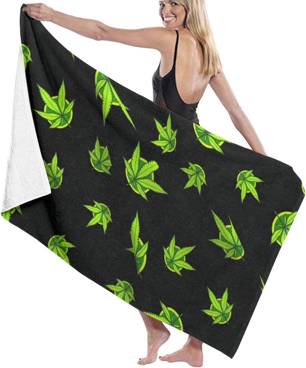 Jun2k Beach Towels, Marijuana Weed Pattern Bath Towels Travel Towel Washcloth
