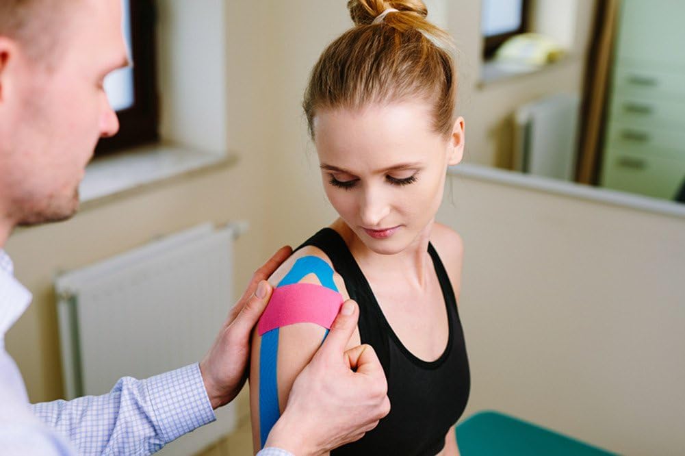 Kinesiology Tape Strapping Taping Athletic Sports Tape for Men Knee Shoulder Elbow Ankle Neck Muscle Superior Waterproof Adhesion Non Latex Safe for Kids Pregnant Women: Health & Personal Care