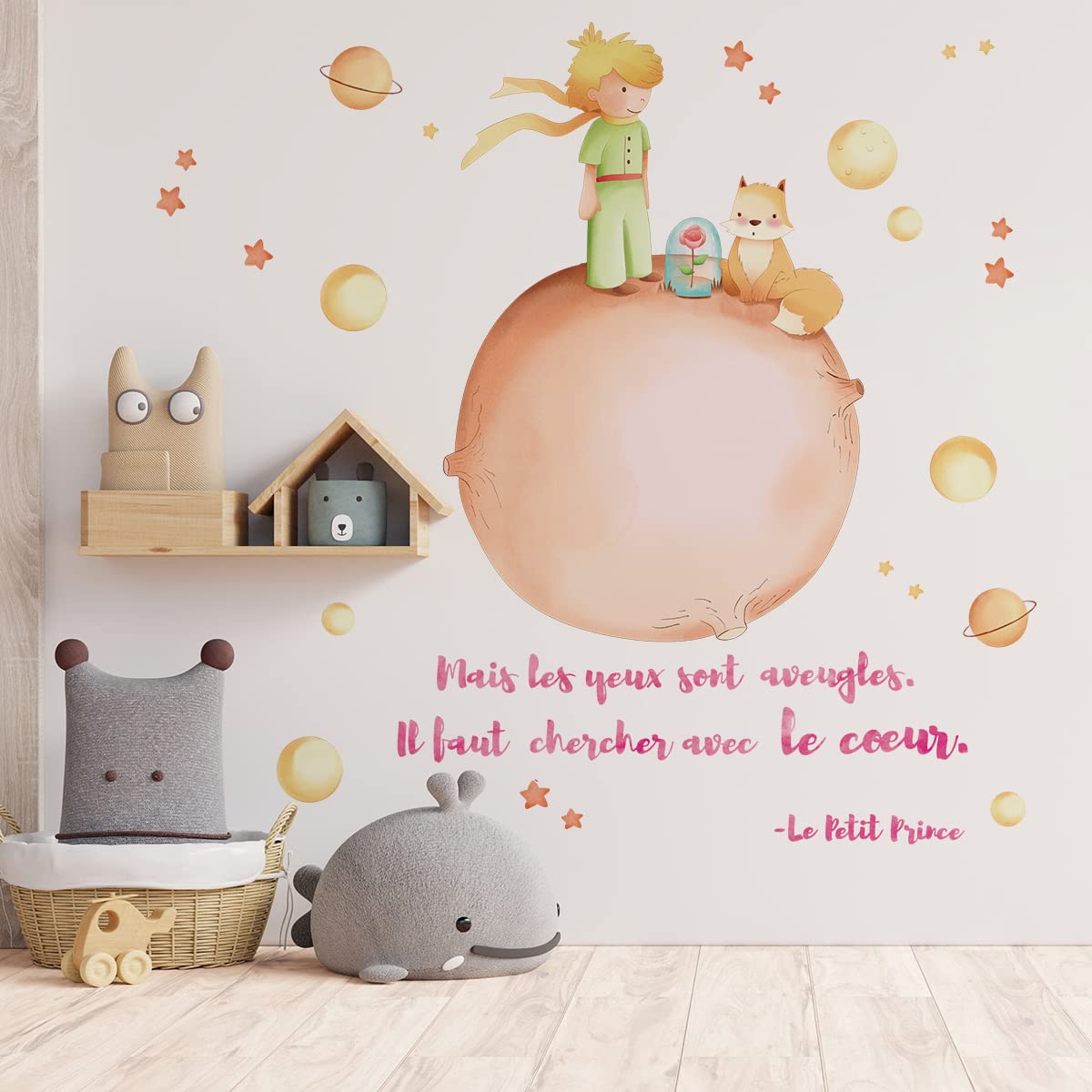 Runtoo The Little Prince Planet Quotes Wall Sticker - Nursery Baby Room Bedroom