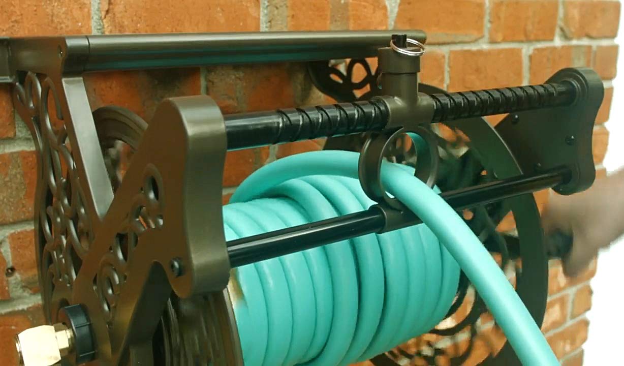 Liberty Garden 707 Decorative Wall Mount Garden Guide Hose Reel, Bronze