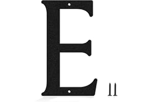 HOUNAHHA 6 Inch Black Metal House Number, Modern Outdoors Address House Number, Door Mailbox Decoration Sign, Metal Home Address Numbers and Letters, Large Visible House Number Sign(E)