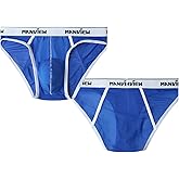 ManView Transparent Mesh Men Briefs Underwear Breathable Underpants (Small) Blue
