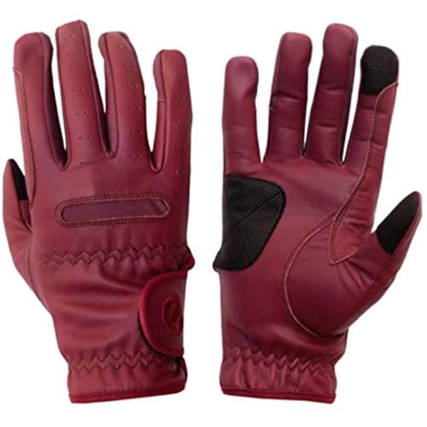 eGlove EQUEST GRIP PRO Leather Touchscreen Horse Riding Gloves (Merlot Burgundy, XX-Small)