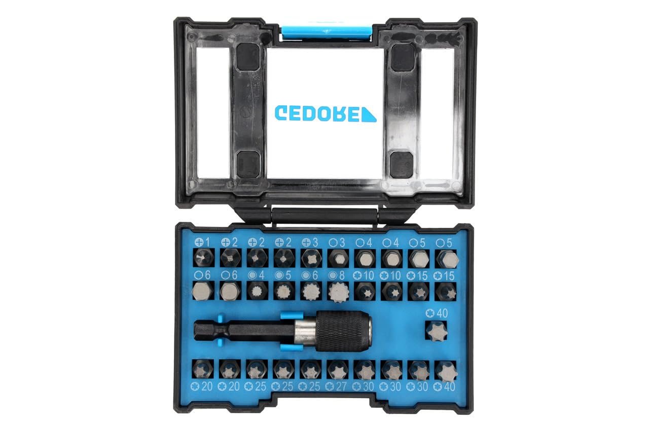 GEDORE Bit-Box Industry, 32-piece, Bit set with bit holder and screwdriver inserts, 1/4", 6.3 mm, Professional, 666-032-J