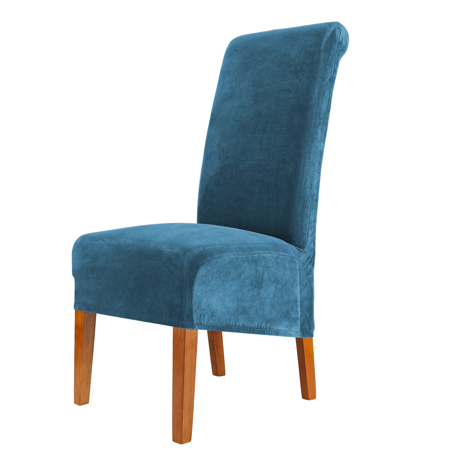 CMAKER Velvet Dining Chair Covers, Stretch Large Chair Slipcover, Spandex High Back Chairs Cover Elastic Washable Removable XL Chair Protector,Set of ２,Teal