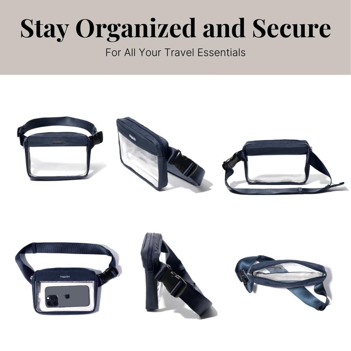 Baggallini Women's Clear Stadium Belt Bag Fanny Pack