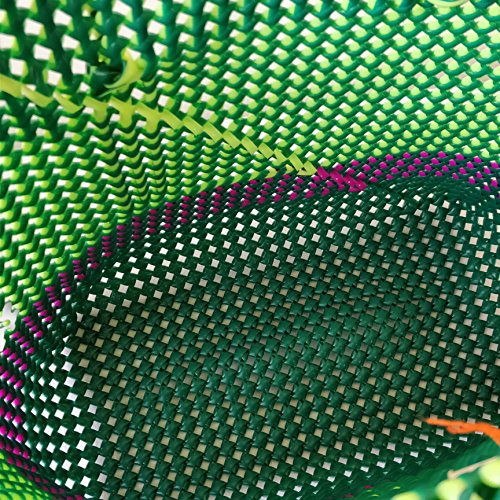 Colourful medium Tote/Basket/Bag/Shoulder bag/handbag weaved by village artisans (Green weaving) perfect for Picnics/Party/Beach - Thumbnail 2