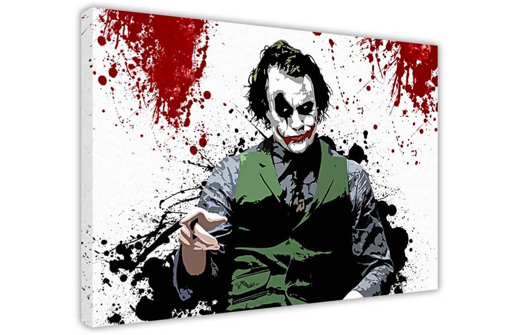 ICONIC BATMANS JOKER WITH BLOOD SPLATTER IN ROOM POP ART LARGE CANVAS ...