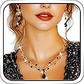 EARENT Black Jewelry Set Rhinestone Necklace Sets for Women
