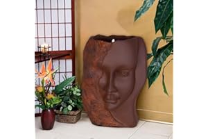 SAC SMARTEN ARTS Modern Water Fountains Outdoor Indoor Angels and Demons Garden Statue Fiberglass Decorative Fountain in 20" Height