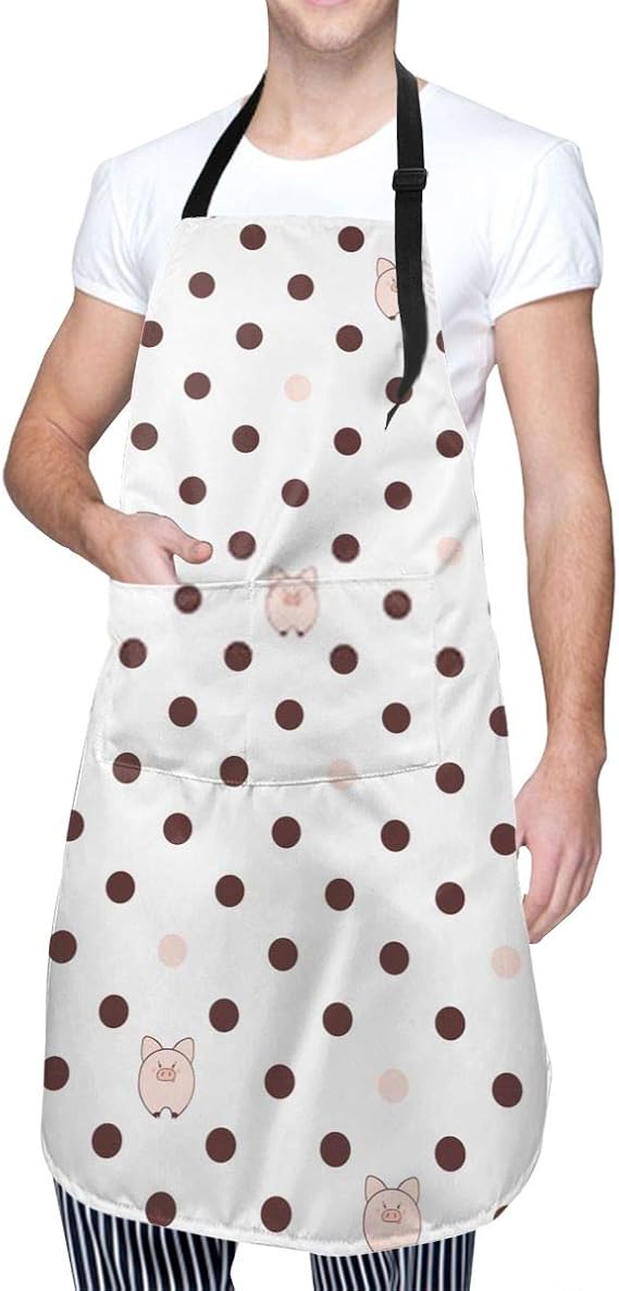 Amazon Co Jp エプロン かわいい ポケット付 子豚のドット柄 カフェエプロン 料理エプロン 首掛け型動きやすい シンプルおしゃれ かわいいエプロン 仕事用 家庭用 シワになりにくい 男女兼用 大人用 服 ファッション小物