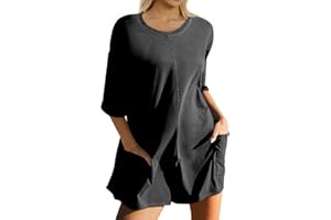 Ugerlov Women's Casual Rompers Half Sleeve Short Jumpsuits Athletic Scoop Neck Overalls Hot Shot Tee Romper with Pockets