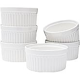 Vikko White Ramekin, Set of 6 Fine Porcelain Ramekins, Stackable 4 Inch Bowls, 7 Ounce Dips Dish, Dishwasher Safe