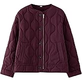 Flygo Women Lightweight Quilted Jackets Oversized Long Sleeve Zip Cropped Puffer Padded Coat Fall Winter Jacket