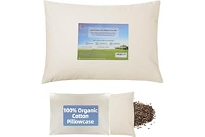 LOFE Organic Buckwheat Pillow for Sleeping with Organic Cotton Pillowcase - 20''x26'' Adjustable Pillow, Breathable for Cool Sleep, Cervical Support for Back and Side Sleeper(Tartary Buckwheat Hulls)
