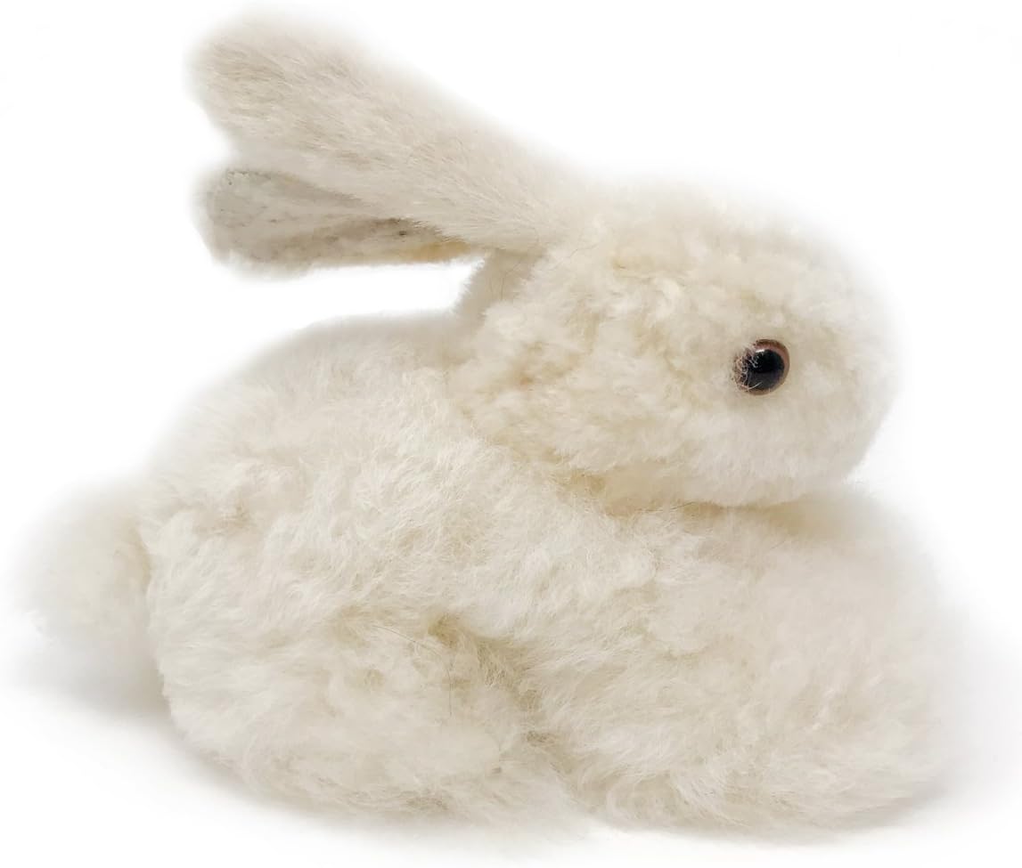 Inca Fashions Lifelike Baby Bunny Rabbit - Handcrafted from 100% Baby Alpaca Fur - Off - White