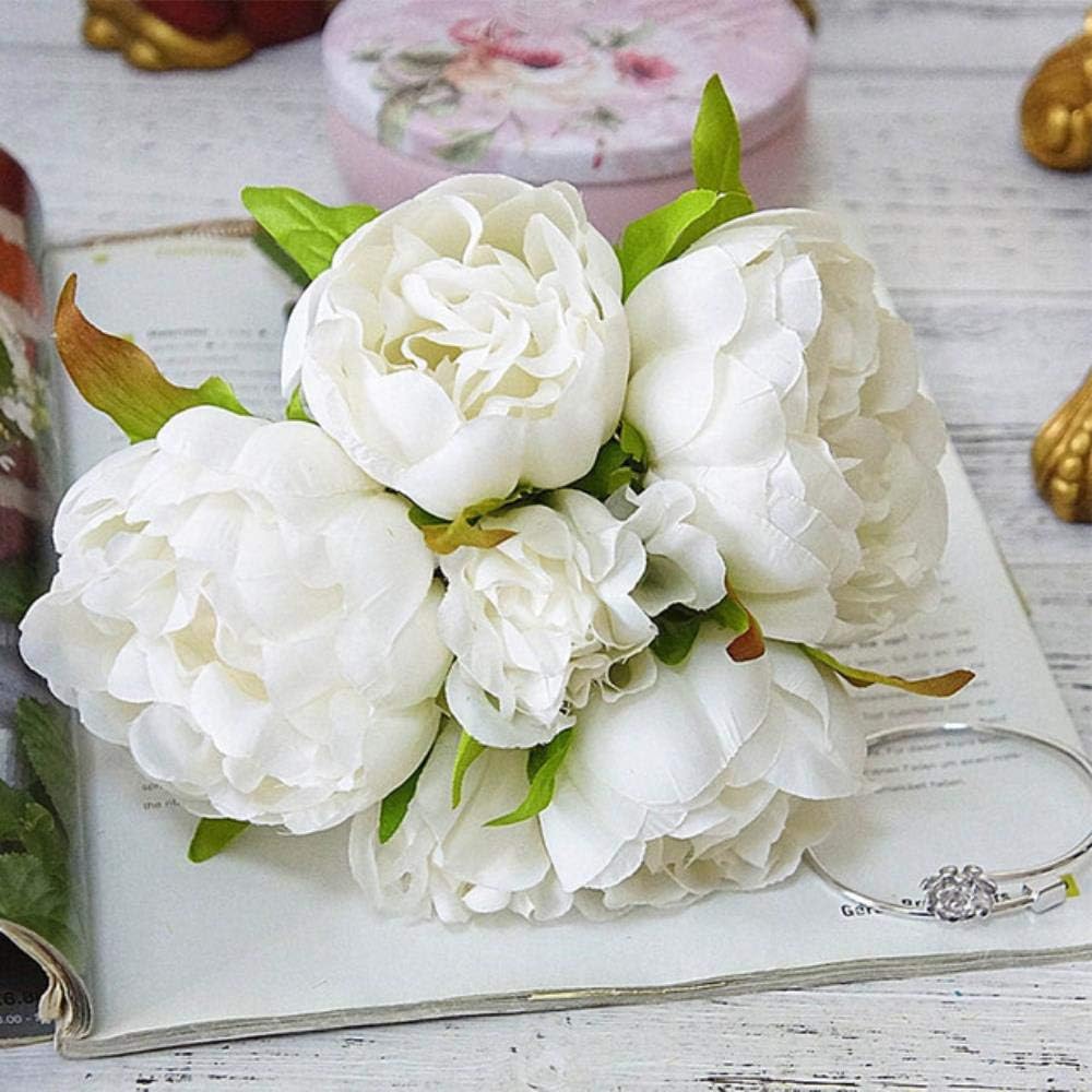 Qvc Artificial Silk Peony Fake Flowers Home Wedding Decoration Bouquet Fall Harvest Autumn Party Craft Decor White Amazon Co Uk Kitchen Home