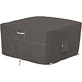 Classic Accessories Ravenna Water-Resistant 42 Inch Square Fire Pit Table Cover, Outdoor Table Cover