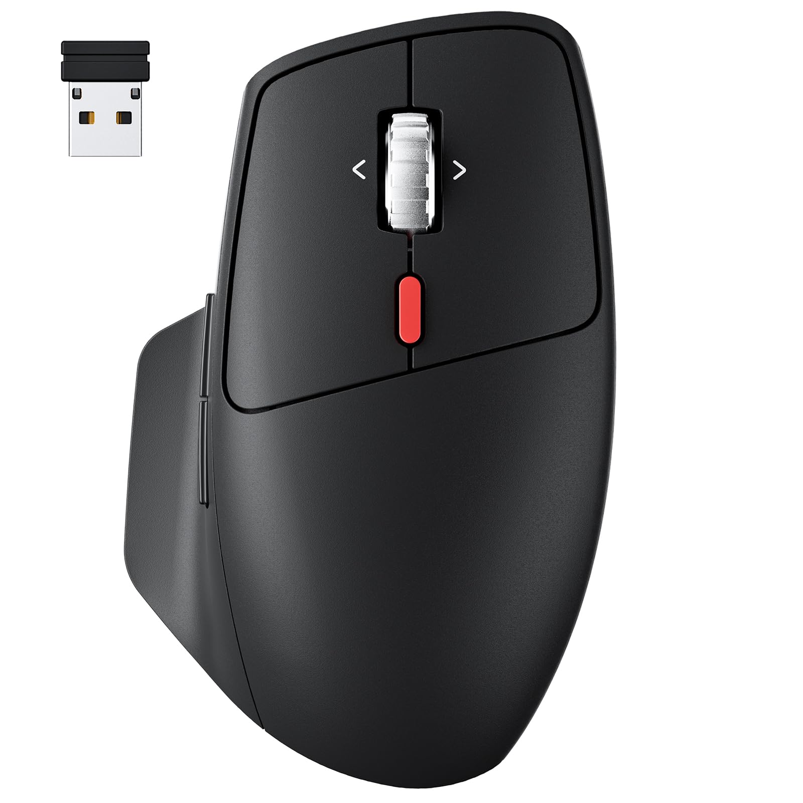 Photo 1 of Bluetooth Mouse Ergonomic Wireless Mouse, 2-in-1(BT 5.0+2.4Ghz) Computer Mouse for Multi Devices, Use on Any Surface, 3 Adjustable DPI, Cordless Mouse with Side Buttons for Laptop, iPad, Mac, PC