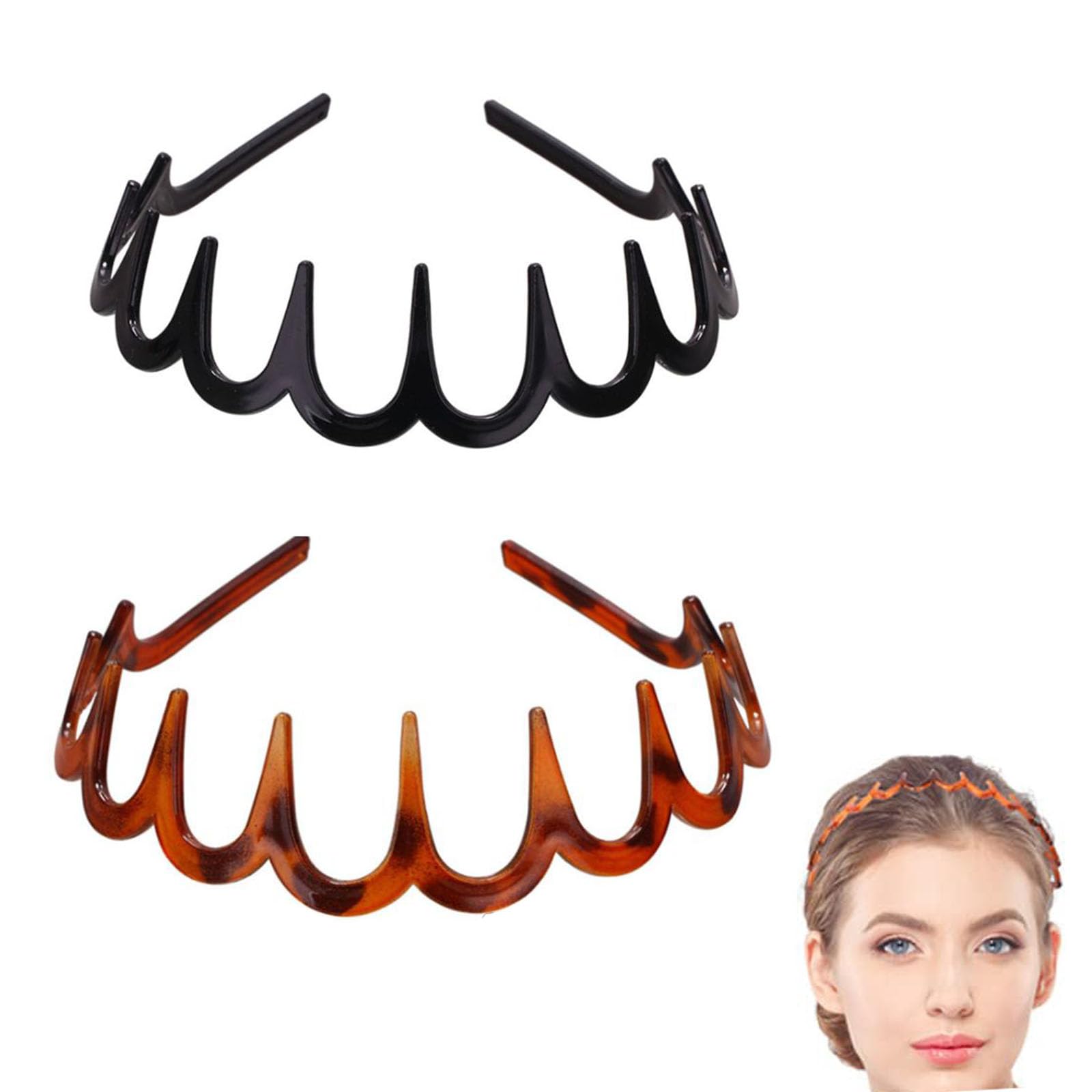 Zig Zag Headbands,2 Pcs Wavy Toothed Hairband,Tooth Headband for Women Girls,Unisex Sport Fashion Hair Band Accessories for Women and Men