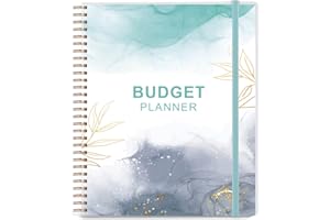 GETVOW Budget Planner - Monthly Budget Book with Expense Tracker Notebook, Undated 12 Month Bill Organizer & Finance Planner to Manage Your Money, Account Book with Colorful Tabs, 8" x 9.5", Teal Watercolor
