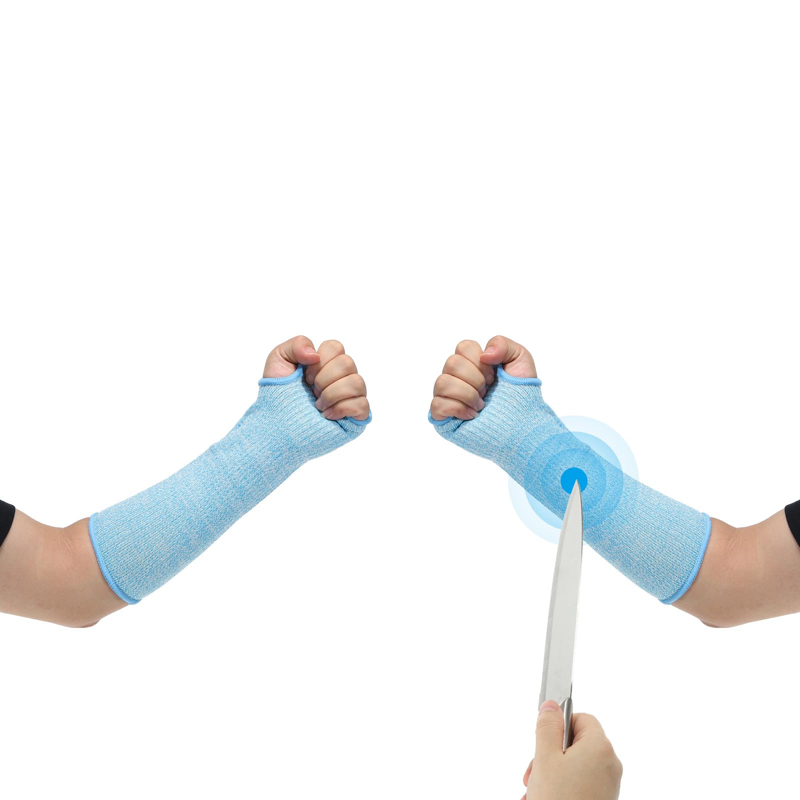 PATIKIL 14 Inch Cut Resistant Sleeve, Arm Safety Protectors Sleeves with Thumb Hole Level 5 Protection Forearm Guard Sleeves for Thin Skin and Bruising, M, Sky Blue