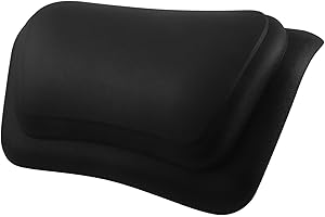 Outanaya Non-Slip Black Bathtub Pillow with Suction Cups, Ergonomic Head and Neck Support Cushion for Spa