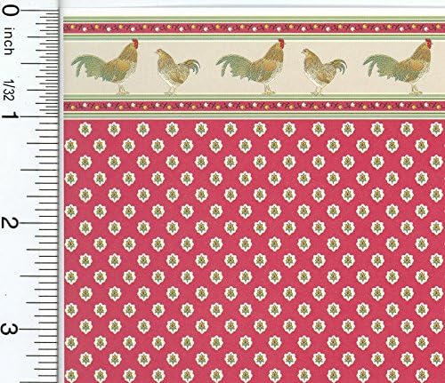 Brodnax Prints Dollhouse Wallpaper Kitchen Rooster Red