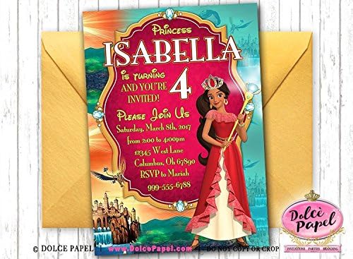10 Elena of Avalor Birthday Party Invitations ANY AGE Custom Gorgeous Disney Princess Birthday Invitations Red and Gold Metallic