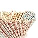 160-Pack Paper Straws - White, Yellow, Green, and Peach Colored Fun Biodegradable Drinking Straws with Floral Designs - 7.75 inches