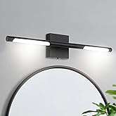 TODOLUZ 24-Inch 5CCT LED Bathroom Light Fixture, 12W Black Wall Sconce Vanity Lighting Rotatable Tube for Over Mirror Mural, 