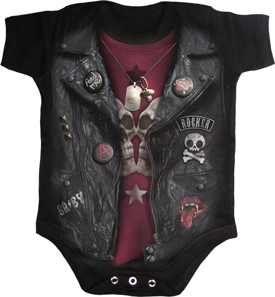 Spiral - Baby Biker - Baby Grows Blk - S